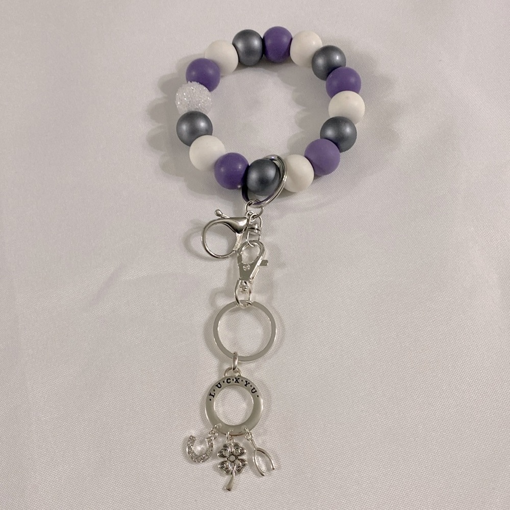 Wristlet Keychain - Silicone Beads with silver embellishments. New without Tag.